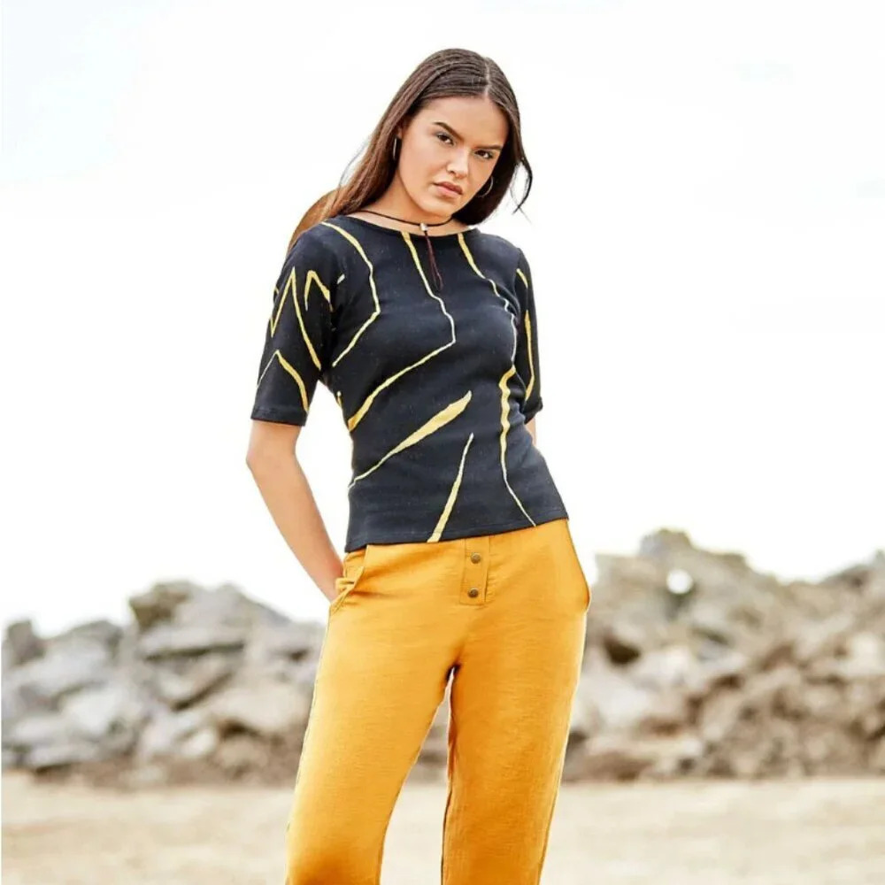 MELOW Elissa‎ black and  yellow reversible top